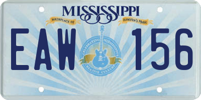 MS license plate EAW156