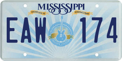 MS license plate EAW174