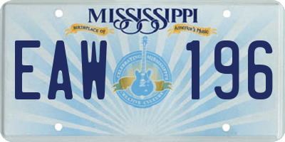 MS license plate EAW196