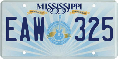 MS license plate EAW325