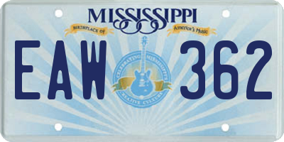 MS license plate EAW362