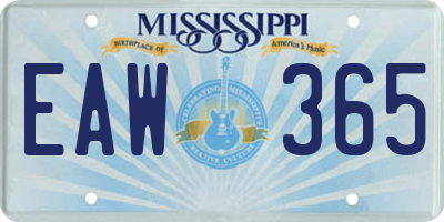 MS license plate EAW365
