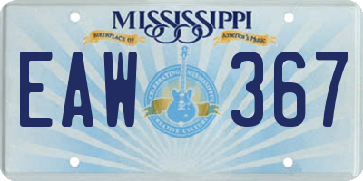 MS license plate EAW367