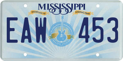 MS license plate EAW453