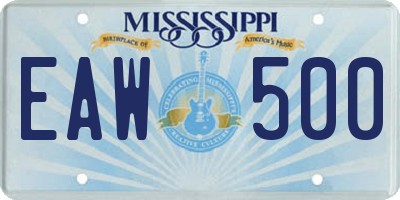 MS license plate EAW500