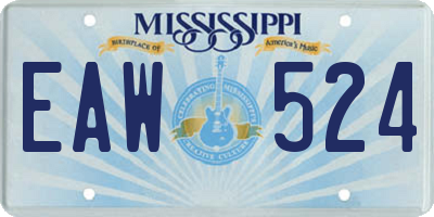 MS license plate EAW524
