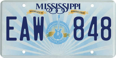 MS license plate EAW848