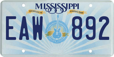 MS license plate EAW892