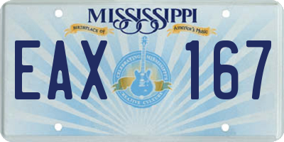 MS license plate EAX167
