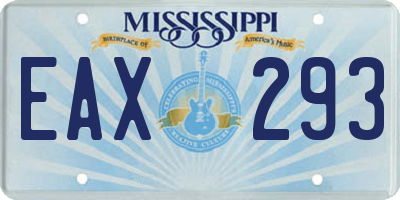 MS license plate EAX293