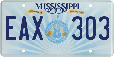 MS license plate EAX303