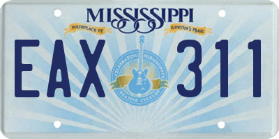 MS license plate EAX311
