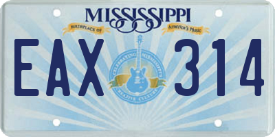MS license plate EAX314