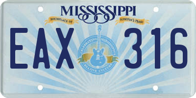 MS license plate EAX316