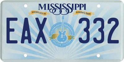 MS license plate EAX332