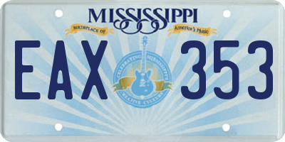 MS license plate EAX353