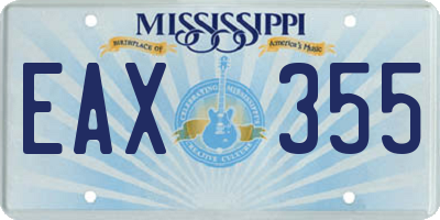 MS license plate EAX355