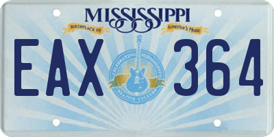 MS license plate EAX364