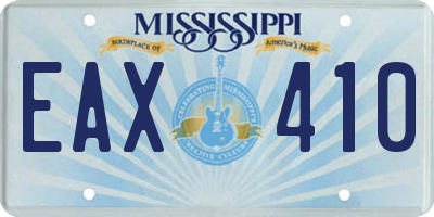 MS license plate EAX410
