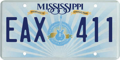 MS license plate EAX411
