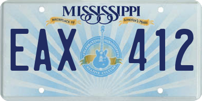 MS license plate EAX412