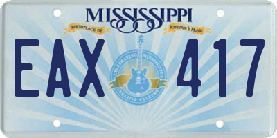 MS license plate EAX417