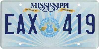 MS license plate EAX419