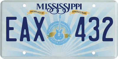 MS license plate EAX432