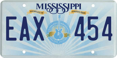 MS license plate EAX454