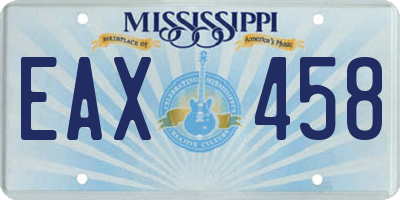 MS license plate EAX458