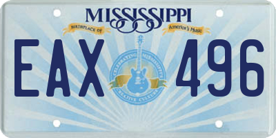 MS license plate EAX496