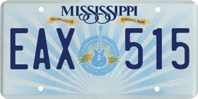 MS license plate EAX515