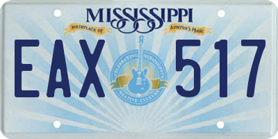 MS license plate EAX517