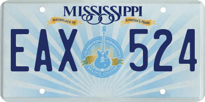 MS license plate EAX524