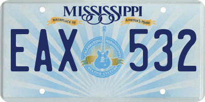 MS license plate EAX532