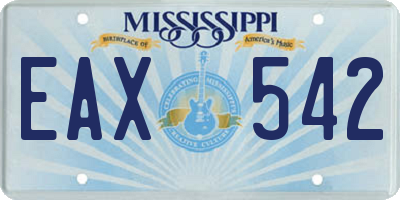 MS license plate EAX542
