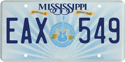 MS license plate EAX549