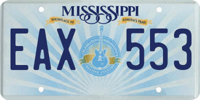 MS license plate EAX553