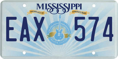MS license plate EAX574