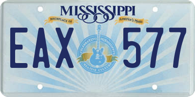 MS license plate EAX577