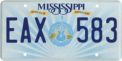 MS license plate EAX583
