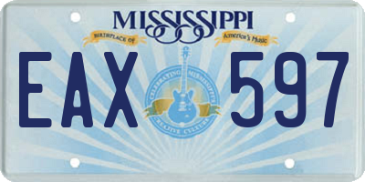 MS license plate EAX597