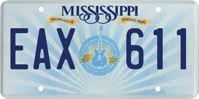 MS license plate EAX611