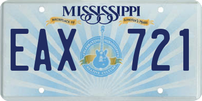 MS license plate EAX721