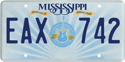 MS license plate EAX742