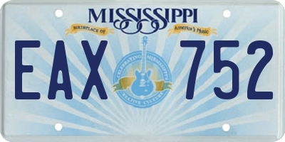 MS license plate EAX752