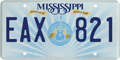 MS license plate EAX821
