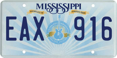 MS license plate EAX916