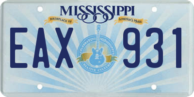 MS license plate EAX931