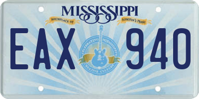 MS license plate EAX940